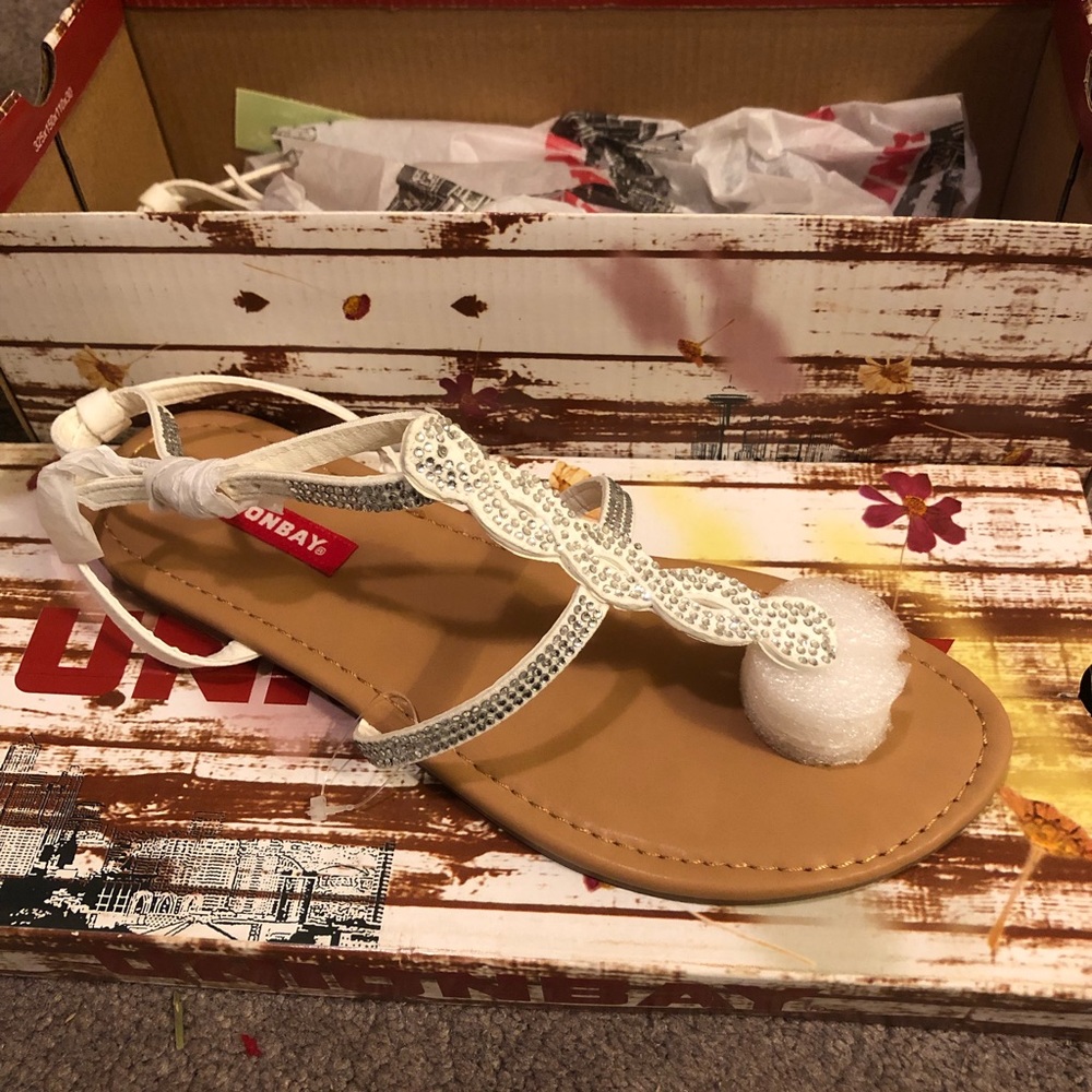 White Bedazzled Sandals